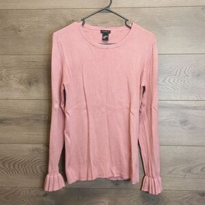 Ann Taylor Factory Ribbed Long Sleeve Blouse Women's Size Large